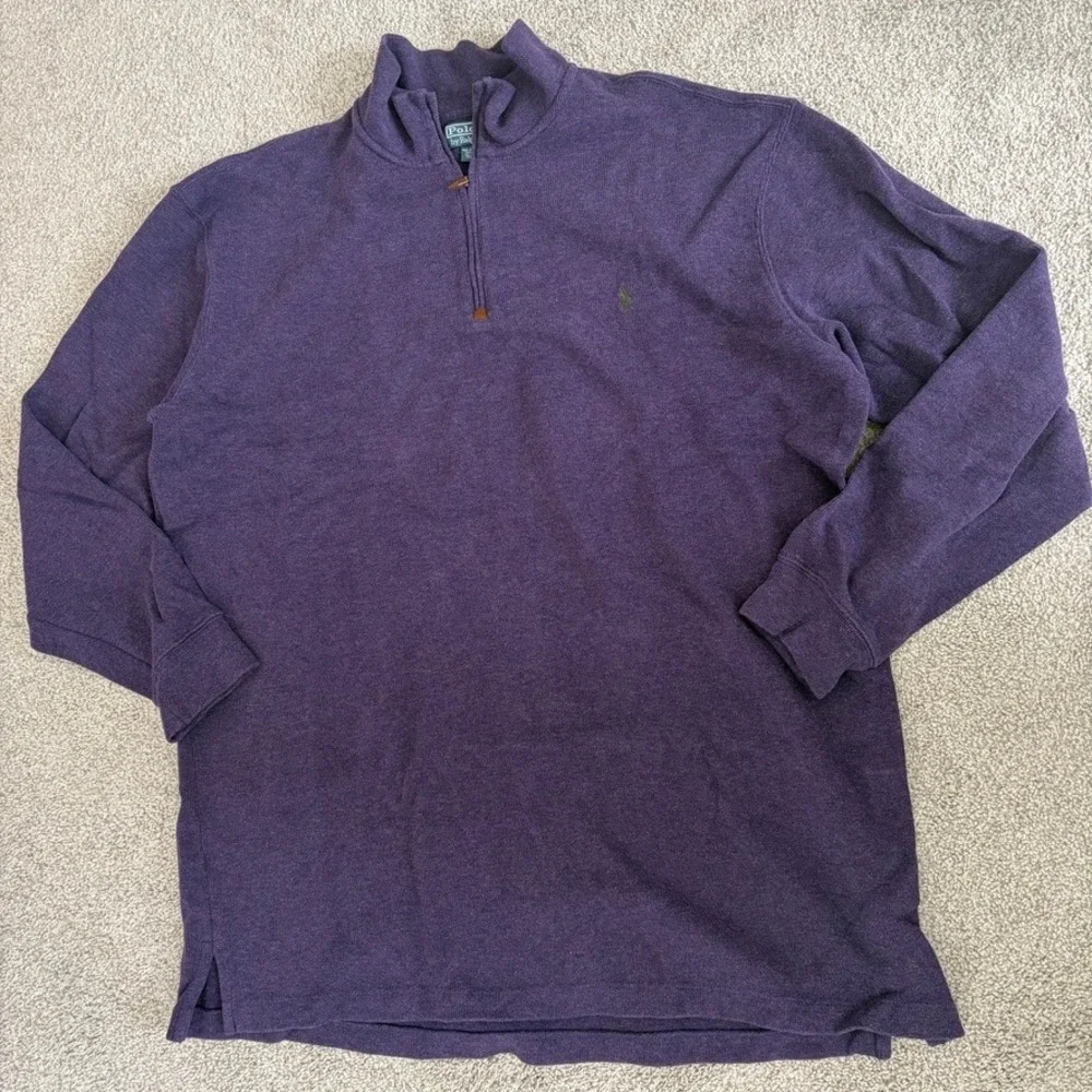 Polo Ralph Lauren Quarter Zip Sweater Mens 2XLT Purple Pullover Business Casual